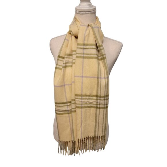 Vintage LORD & TAYLOR Scarf 100% Super Soft Acrylic Plaid Scarf w/ Fringe - Picture 1 of 5